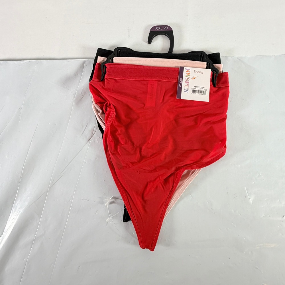 Joyspun Hosiery Thong Underwear 3 Pack Red Pink Black XXL NWT